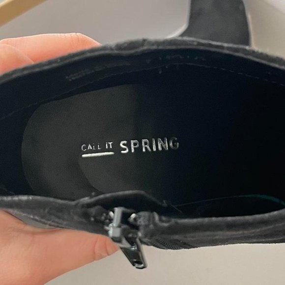 Black suede gold booties heels - Picture 4 of 7